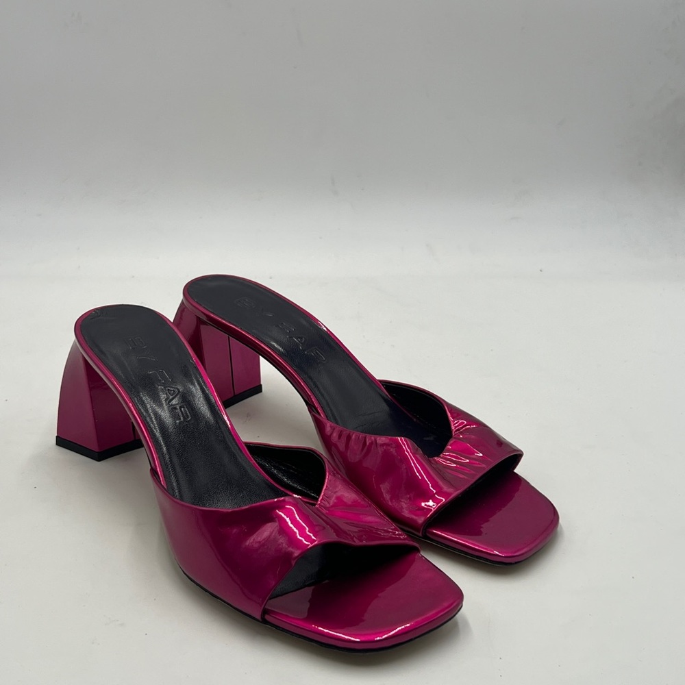 BY FAR Fuchsia Block Heel Sandals